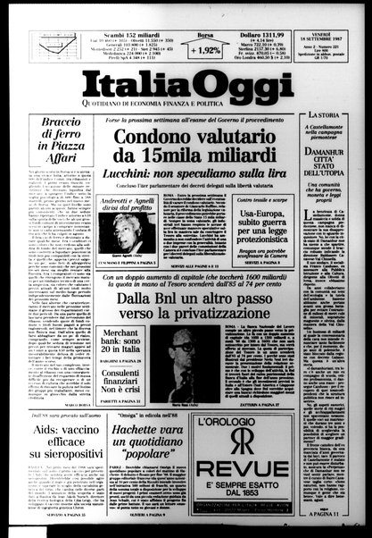 Italia oggi : quotidiano di economia finanza e politica